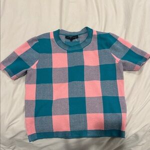English Factory Pink and Blue Plaid top
